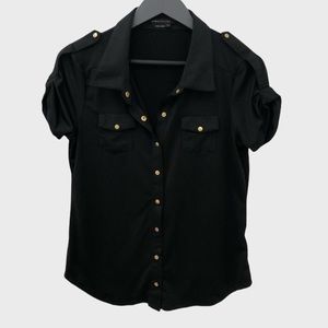 Bcbg short sleeve button down top